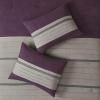 Madison Park Palmer Comforter Set-Luxury Faux Suede Design, Striped Accent, All Season Down Alternative Bedding, Matching Shams, Decorative Pillow, Bed Skirt, Queen (90 in x 90 in), Red 7 Piece(Purple)