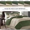 Madison Park Palmer Comforter Set-Luxury Faux Suede Design, Striped Accent, All Season Down Alternative Bedding, Matching Shams, Decorative Pillow, Bed Skirt, Queen (90 in x 90 in), Red 7 Piece(Green)