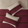 Madison Park Palmer Comforter Set-Luxury Faux Suede Design, Striped Accent, All Season Down Alternative Bedding, Matching Shams, Decorative Pillow, Bed Skirt, Queen (90 in x 90 in), Red 7 Piece(Red)