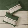 Madison Park Palmer Comforter Set-Luxury Faux Suede Design, Striped Accent, All Season Down Alternative Bedding, Matching Shams, Decorative Pillow, Bed Skirt, Queen (90 in x 90 in), Red 7 Piece(Green)