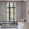 Madison Park Pinch Pleated Window Curtains, Soft Light Filtering Window Panel for Living Room Bedroom, Poly-Linen Blend Pinch Pleat Drapes with Hooks, 2 Pieces– 40”W x 90”L Emery Grey(Grey)
