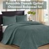 Madison Park Quebec Queen Size Quilt Bedding Set – Ivory , Damask – 3 Piece Bedding Quilt Coverlets – Ultra Soft Microfiber Bed Quilts Quilted Coverlet(Balsam Green)