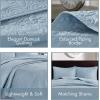 Madison Park Quebec Queen Size Quilt Bedding Set – Ivory , Damask – 3 Piece Bedding Quilt Coverlets – Ultra Soft Microfiber Bed Quilts Quilted Coverlet(Blue)