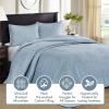 Madison Park Quebec Queen Size Quilt Bedding Set – Ivory , Damask – 3 Piece Bedding Quilt Coverlets – Ultra Soft Microfiber Bed Quilts Quilted Coverlet(Blue)