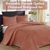 Madison Park Quebec Queen Size Quilt Bedding Set – Ivory , Damask – 3 Piece Bedding Quilt Coverlets – Ultra Soft Microfiber Bed Quilts Quilted Coverlet(Clay Red)