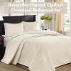 Madison Park Quebec Queen Size Quilt Bedding Set – Ivory , Damask – 3 Piece Bedding Quilt Coverlets – Ultra Soft Microfiber Bed Quilts Quilted Coverlet(Cream)