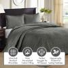 Madison Park Quebec Queen Size Quilt Bedding Set – Ivory , Damask – 3 Piece Bedding Quilt Coverlets – Ultra Soft Microfiber Bed Quilts Quilted Coverlet(Dark Grey)