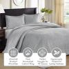 Madison Park Quebec Queen Size Quilt Bedding Set – Ivory , Damask – 3 Piece Bedding Quilt Coverlets – Ultra Soft Microfiber Bed Quilts Quilted Coverlet(Grey)