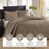 Madison Park Quebec Queen Size Quilt Bedding Set – Ivory , Damask – 3 Piece Bedding Quilt Coverlets – Ultra Soft Microfiber Bed Quilts Quilted Coverlet(Khaki)