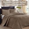 Madison Park Quebec Queen Size Quilt Bedding Set – Ivory , Damask – 3 Piece Bedding Quilt Coverlets – Ultra Soft Microfiber Bed Quilts Quilted Coverlet(Mocha)