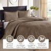 Madison Park Quebec Queen Size Quilt Bedding Set – Ivory , Damask – 3 Piece Bedding Quilt Coverlets – Ultra Soft Microfiber Bed Quilts Quilted Coverlet(Mocha)