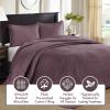Madison Park Quebec Queen Size Quilt Bedding Set – Ivory , Damask – 3 Piece Bedding Quilt Coverlets – Ultra Soft Microfiber Bed Quilts Quilted Coverlet(Purple)