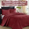 Madison Park Quebec Queen Size Quilt Bedding Set – Ivory , Damask – 3 Piece Bedding Quilt Coverlets – Ultra Soft Microfiber Bed Quilts Quilted Coverlet(Red)