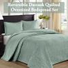Madison Park Quebec Queen Size Quilt Bedding Set – Ivory , Damask – 3 Piece Bedding Quilt Coverlets – Ultra Soft Microfiber Bed Quilts Quilted Coverlet(Seafoam)