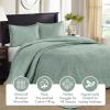 Madison Park Quebec Queen Size Quilt Bedding Set – Ivory , Damask – 3 Piece Bedding Quilt Coverlets – Ultra Soft Microfiber Bed Quilts Quilted Coverlet(Seafoam)