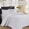 Madison Park Quebec Queen Size Quilt Bedding Set – Ivory , Damask – 3 Piece Bedding Quilt Coverlets – Ultra Soft Microfiber Bed Quilts Quilted Coverlet(White)