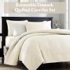 Madison Park Quebec Quilt Set – Luxurious Damask Stitching Design, Cotton Filled Lightweight Coverlet Bedspread Bedding, Shams, Full/Queen(90″x90″), Cream 3 Piece(Cream)