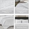 Madison Park Quebec Quilt Set – Luxurious Damask Stitching Design, Cotton Filled Lightweight Coverlet Bedspread Bedding, Shams, Full/Queen(90″x90″), Cream 3 Piece(White)