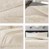 Madison Park Quebec Quilt Set – Luxurious Damask Stitching Design, Cotton Filled Lightweight Coverlet Bedspread Bedding, Shams, Full/Queen(90″x90″), Cream 3 Piece(Cream)