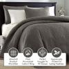 Madison Park Quebec Quilt Set – Luxurious Damask Stitching Design, Cotton Filled Lightweight Coverlet Bedspread Bedding, Shams, Full/Queen(90″x90″), Cream 3 Piece(Dark Grey)