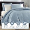 Madison Park Quebec Quilt Set – Luxurious Damask Stitching Design, Cotton Filled Lightweight Coverlet Bedspread Bedding, Shams, Full/Queen(90″x90″), Cream 3 Piece(Blue)
