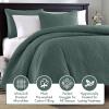 Madison Park Quebec Quilt Set – Luxurious Damask Stitching Design, Cotton Filled Lightweight Coverlet Bedspread Bedding, Shams, Full/Queen(90″x90″), Cream 3 Piece(Balsam Green)