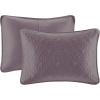 Madison Park Quebec Quilt Set – Luxurious Damask Stitching Design, Cotton Filled Lightweight Coverlet Bedspread Bedding, Shams, Full/Queen(90″x90″), Cream 3 Piece(Purple)