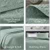 Madison Park Quebec Quilt Set – Luxurious Damask Stitching Design, Cotton Filled Lightweight Coverlet Bedspread Bedding, Shams, Full/Queen(90″x90″), Cream 3 Piece(Seafoam)