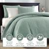 Madison Park Quebec Quilt Set – Luxurious Damask Stitching Design, Cotton Filled Lightweight Coverlet Bedspread Bedding, Shams, Full/Queen(90″x90″), Cream 3 Piece(Seafoam)