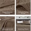 Madison Park Quebec Quilt Set – Luxurious Damask Stitching Design, Cotton Filled Lightweight Coverlet Bedspread Bedding, Shams, Full/Queen(90″x90″), Cream 3 Piece(Mocha)