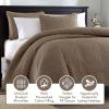 Madison Park Quebec Quilt Set – Luxurious Damask Stitching Design, Cotton Filled Lightweight Coverlet Bedspread Bedding, Shams, Full/Queen(90″x90″), Cream 3 Piece(Mocha)