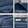 Madison Park Quebec Quilt Set – Luxurious Damask Stitching Design, Cotton Filled Lightweight Coverlet Bedspread Bedding, Shams, Full/Queen(90″x90″), Cream 3 Piece(Navy)