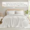 Madison Park Queen Bedspread Oversized Chenille Floral Bespread with Fringes, Bedding Set Cozy Quilt, All Season Lightweight Soft Bedspread, Willow, Queen Sage 3 Piece(White)