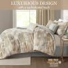 Madison Park Queen Comforter Set, Abstract Print with Luxurious Texture, Fluffy Queen Bedding Sets, All Season Down Alternative Cotton Blend Queen Bed Set with Bedskirt & Décor Pillows, Gray 7 Piece(California King)