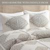 Madison Park Queen Comforter Set, Boho Comforters with Chenille Trims Queen Bedding, All Seasons, Microfiber Bedding Queen Size Comforters, Pillow & Shams, Ibiza, Full/Queen, Black/Ivory 4 Piece(Black/Ivory)
