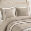 Madison Park Queen Comforter Set, Farmhouse Queen Comforter, Lace & Pintuck Design, Down Alternative, All Season Bedding Set, Bed Skirt, Shams & Decor Pillows, Lacey, Queen, Grey 7 Piece(Taupe)