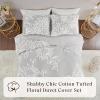 Madison Park Queen Duvet Cover Set Floral Chenille Tufted Cotton Duvet Cover for Queen Size Bed, Soft & Lightweight Queen Bedding Cover with Shams, Veronica, Full/Queen Grey/White 3 Piece(Warm Grey/White)