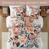Madison Park Queen Duvet Cover Set, Floral Duvet Cover for Queen Size Bed Natural & Soft Cotton, Modern Shabby Chic All Season Queen Bedding Cover, Shams, Dahlia, Full/Queen, Peach/Off-White 3 Piece(Peach/Off-white)