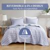 Madison Park Queen Quilt Set Matelasse Reversible Quilt Set 2 Colors in 1, Chic Geometric Pattern, Casual Lightweight Coverlet Bedspread, All Seasons Bedding, Sham, Harlow, Full/Queen Grey 3 Piece(Indigo)