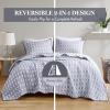 Madison Park Queen Quilt Set Matelasse Reversible Quilt Set 2 Colors in 1, Chic Geometric Pattern, Casual Lightweight Coverlet Bedspread, All Seasons Bedding, Sham, Harlow, Full/Queen Grey 3 Piece(Grey)