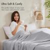 Madison Park Queen Size Blanket, 70% Rayon Bamboo-Based, 30% Cotton, Breathable for Hot Sleepers Menopause, Ultra Soft and Snag-Resistant, Summer Blanket for Bed or Couch, Queen 90″x90″ Sage Green(Grey)