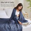 Madison Park Queen Size Blanket, 70% Rayon Bamboo-Based, 30% Cotton, Breathable for Hot Sleepers Menopause, Ultra Soft and Snag-Resistant, Summer Blanket for Bed or Couch, Queen 90″x90″ Sage Green(Navy)