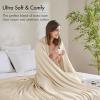 Madison Park Queen Size Blanket, 70% Rayon Bamboo-Based, 30% Cotton, Breathable for Hot Sleepers Menopause, Ultra Soft and Snag-Resistant, Summer Blanket for Bed or Couch, Queen 90″x90″ Sage Green(Ivory)