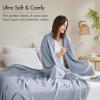 Madison Park Queen Size Blanket, 70% Rayon Bamboo-Based, 30% Cotton, Breathable for Hot Sleepers Menopause, Ultra Soft and Snag-Resistant, Summer Blanket for Bed or Couch, Queen 90″x90″ Sage Green(Light Blue)