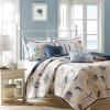 Madison Park Quilt Set Cottage Coastal Design, Starfish Print – All Season, Coverlet Bedspread Lightweight Bedding Layer, Shams, Toss Pillows, Full/Queen(90″x90″), Bayside Blue/Ivory 6 Piece(Blue/Ivory  Bayside)