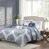 Madison Park Quilt Traditional Damask Design All Season, Lightweight Coverlet Bedspread Bedding Set, Matching Shams, Pillows, Full/Queen(90″x90″), Navy/White 6 Piece(Navy)