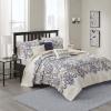 Madison Park Quilt Traditional Damask Design All Season, Lightweight Coverlet Bedspread Bedding Set, Matching Shams, Pillows, Full/Queen(90″x90″), Navy/White 6 Piece(Navy Blue)