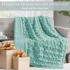 Madison Park Ruched Fur Luxury Throw Premium Soft Cozy Brushed Long Faux Fur For Bed, Couch or Sofa , 50×60″ , Ivory(Aqua)