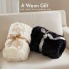 Madison Park Ruched Fur Luxury Throw Premium Soft Cozy Brushed Long Faux Fur For Bed, Couch or Sofa , 50×60″ , Ivory(Black)