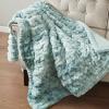 Madison Park Ruched Fur Luxury Throw Premium Soft Cozy Brushed Long Faux Fur For Bed, Couch or Sofa , 50×60″ , Ivory(Blue Tie Dye)